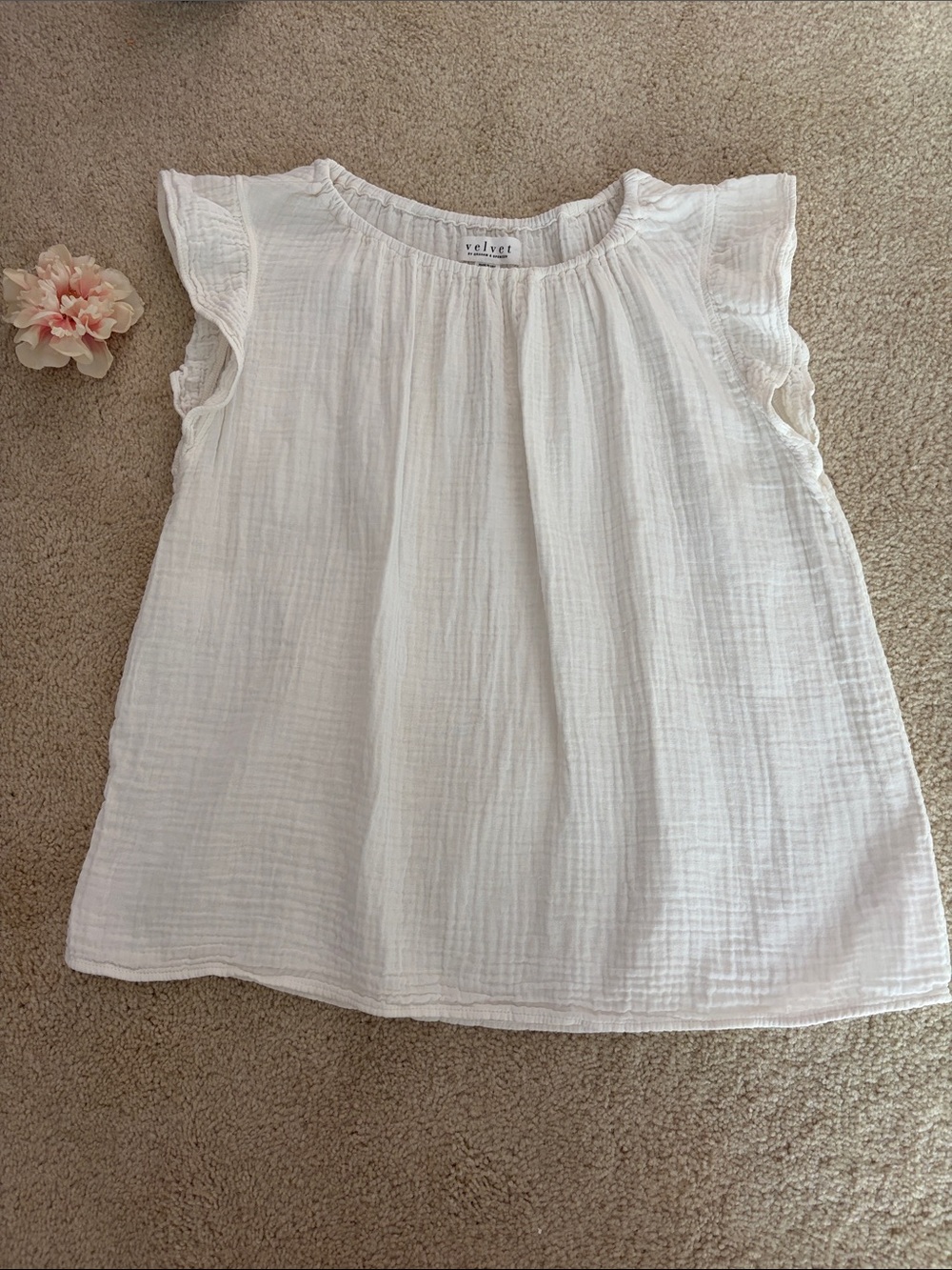 Velvet off-White Women’s ' Ruffle Sleeve Gauze Top